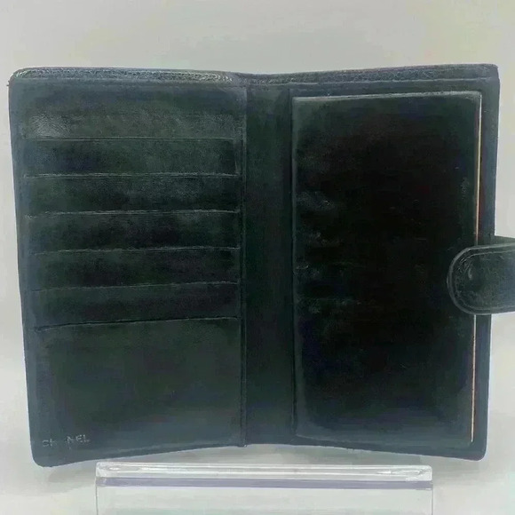 CHANEL CC Kisslock Caviar Bifold Snap Long Wallet Black Authentic - Picture 8 of 16